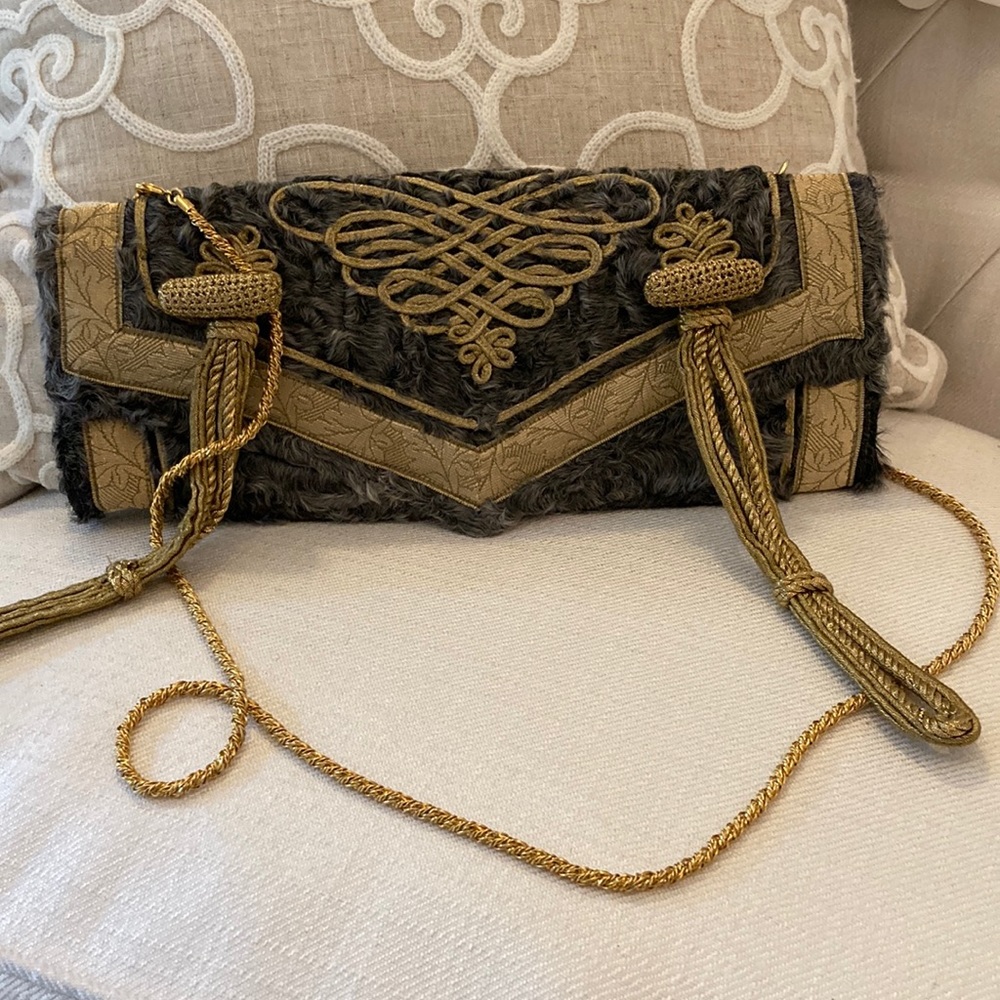 Beautiful gray Roberto Cavalli clutch purse